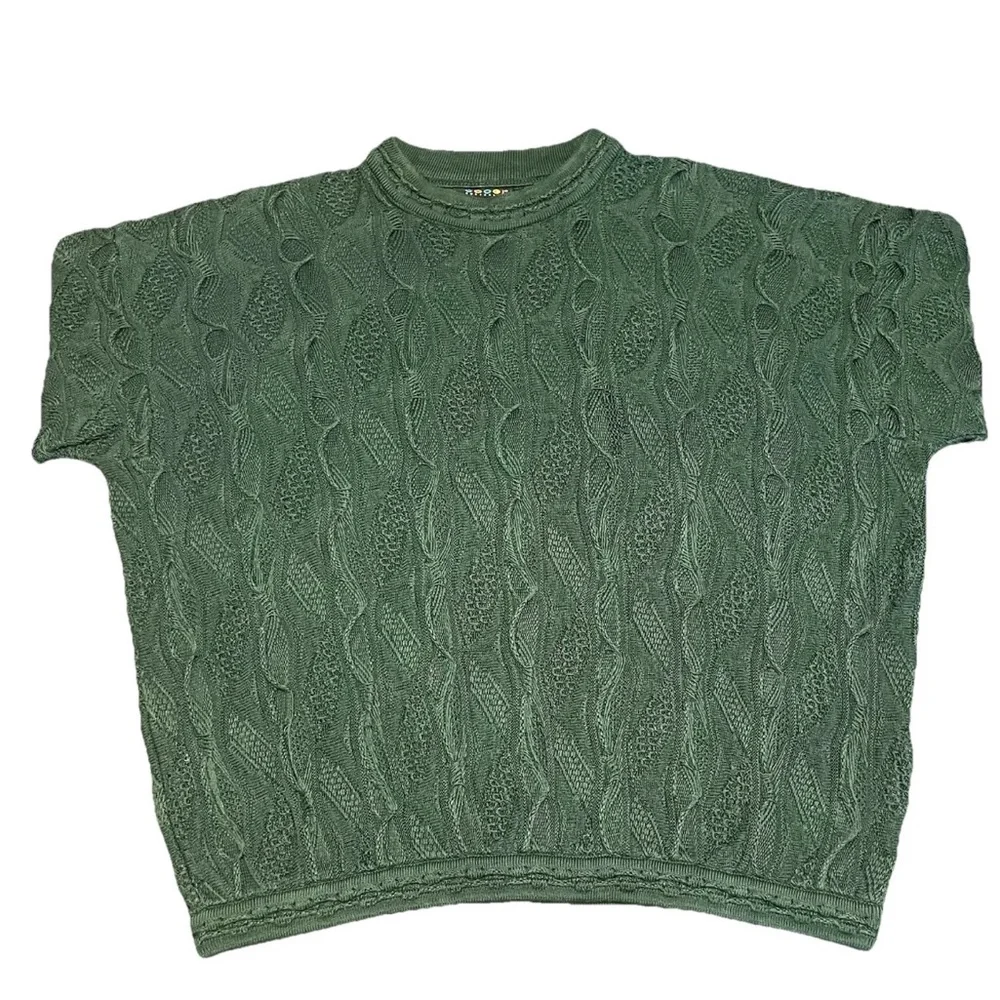 Rare Coogi Basics Authentic Mens Green Cotton Knit Sweater Size Large